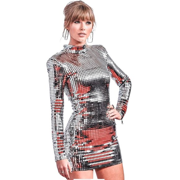 BALMAIN MIRRORED MINI DRESS SIZE M/L US, 42 FR NEW - Picture 4 of 15